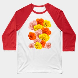 Roses Pastel Colors Floral Collage Baseball T-Shirt